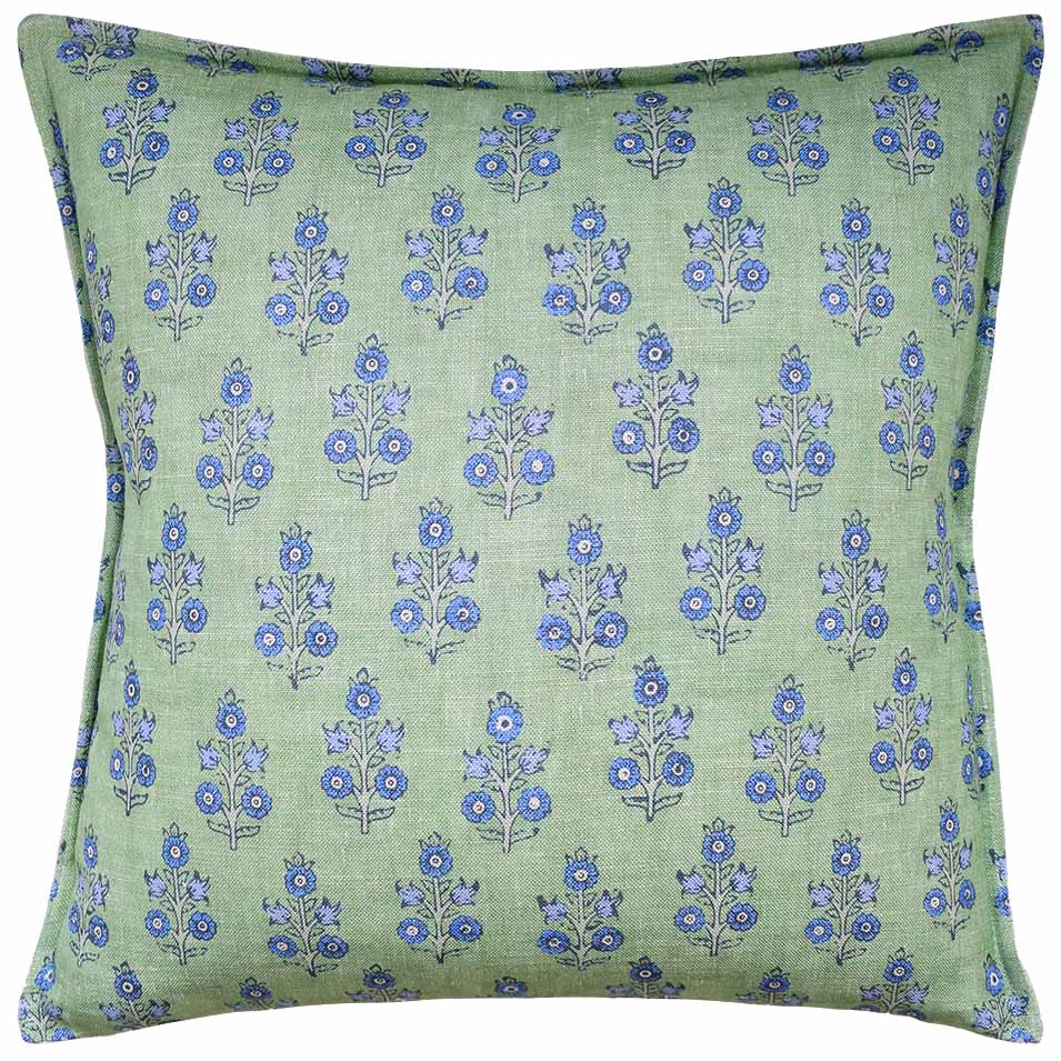 Poppy Sprig in Green/Blue Pillow - NESTED