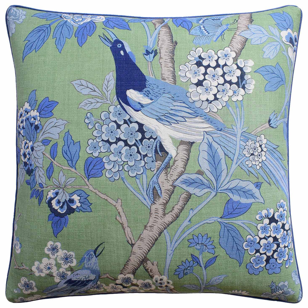 Hydrangea Bird in Blue Pillow - NESTED
