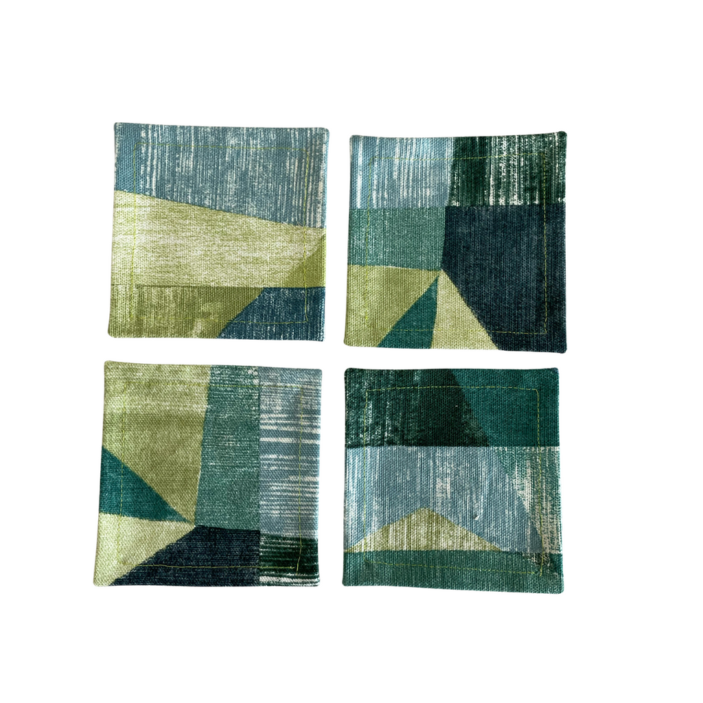 Cocktail Napkins in Green & Blue, Set of 4 - NESTED