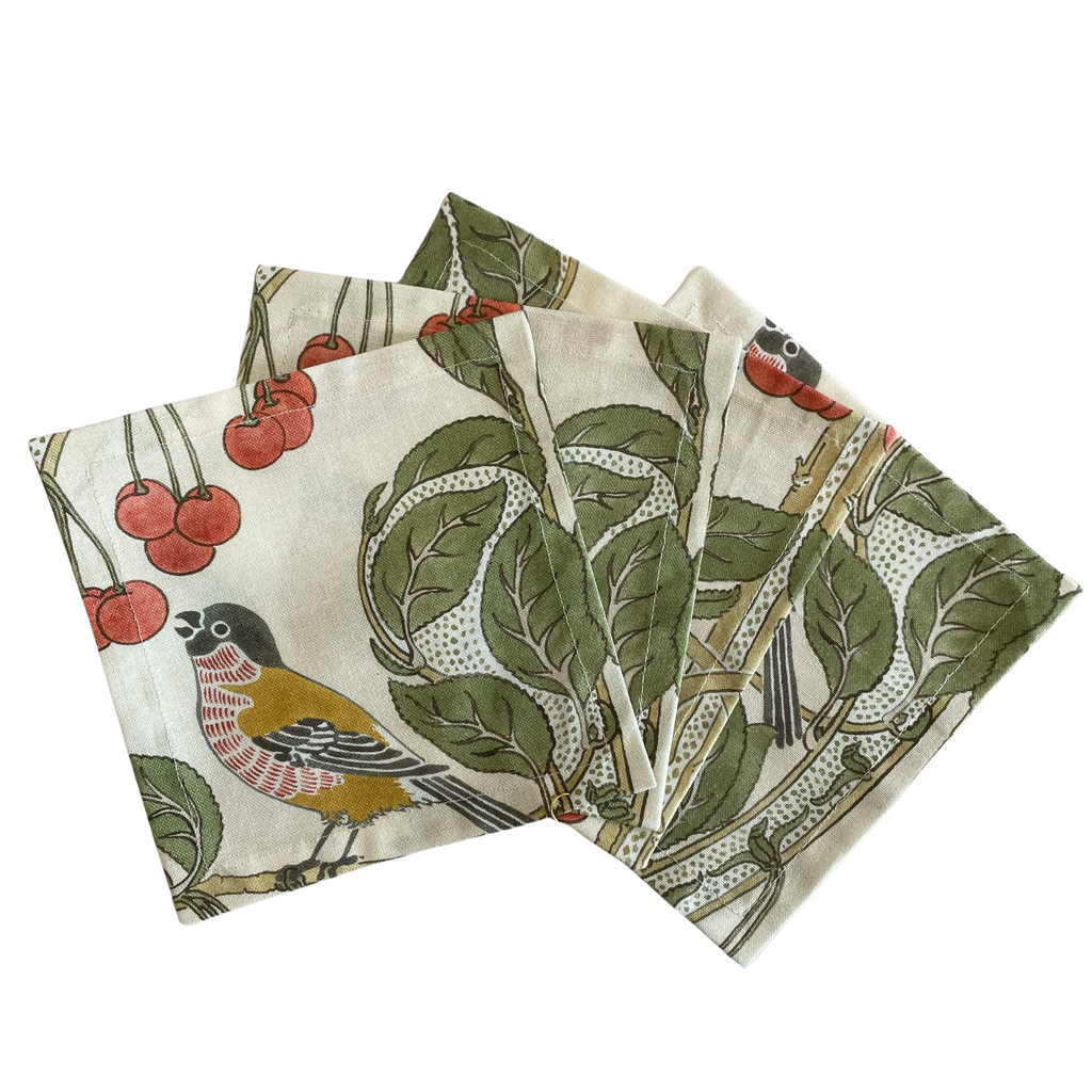 Cocktail Napkins in Florals & Cherries, Set of 4 - NESTED