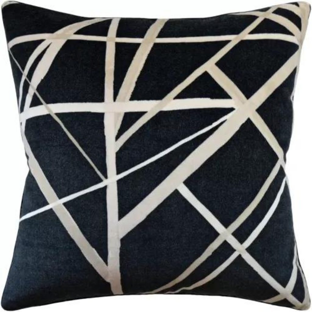 Channels Velvet Pillow in Ebony Almond - Nest Designs