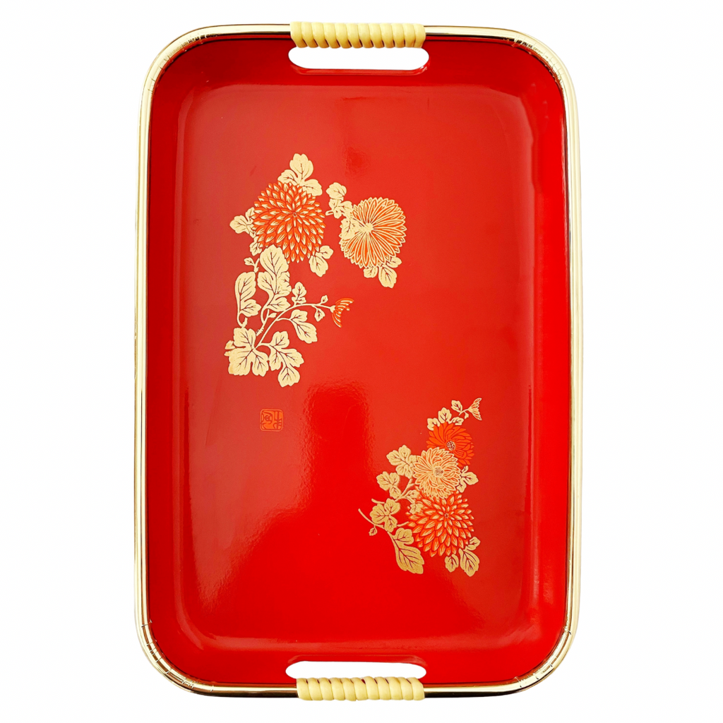 Vintage Red Laquer Tray - Nested Designs
