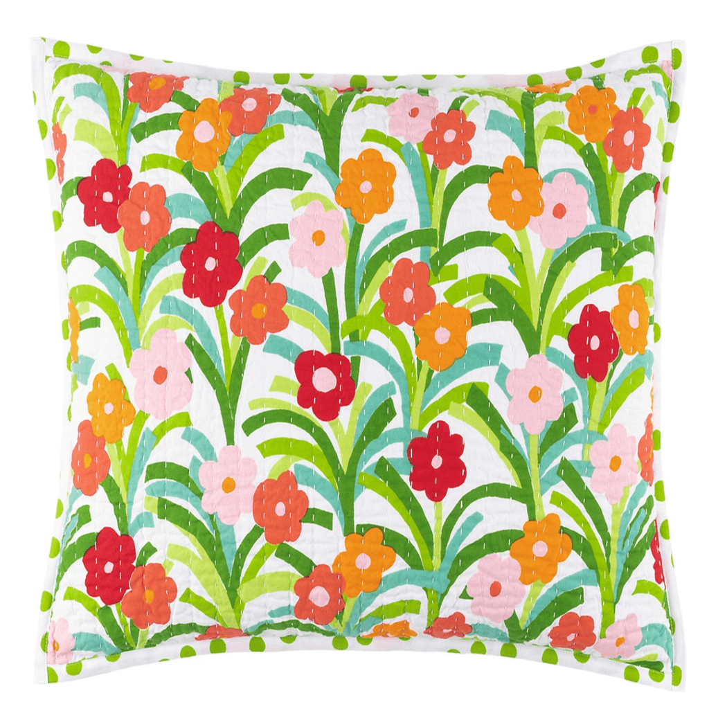 Playful Posies Quilted Poppy Standard Sham - Nested Designs