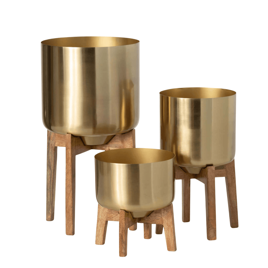 Large Brass Planter on Stand - Nested Designs