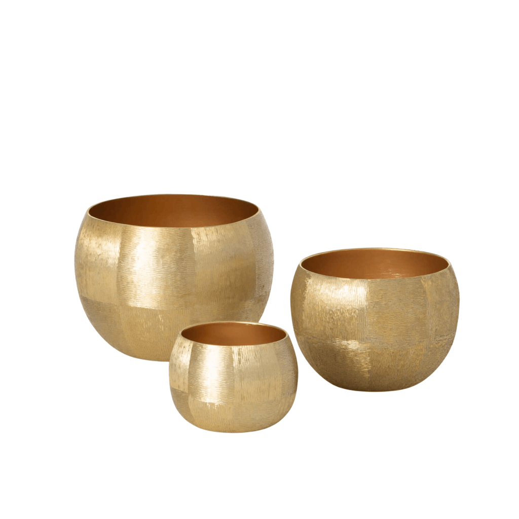 Large Lustrous Brushed Gold Pot - Nested Designs