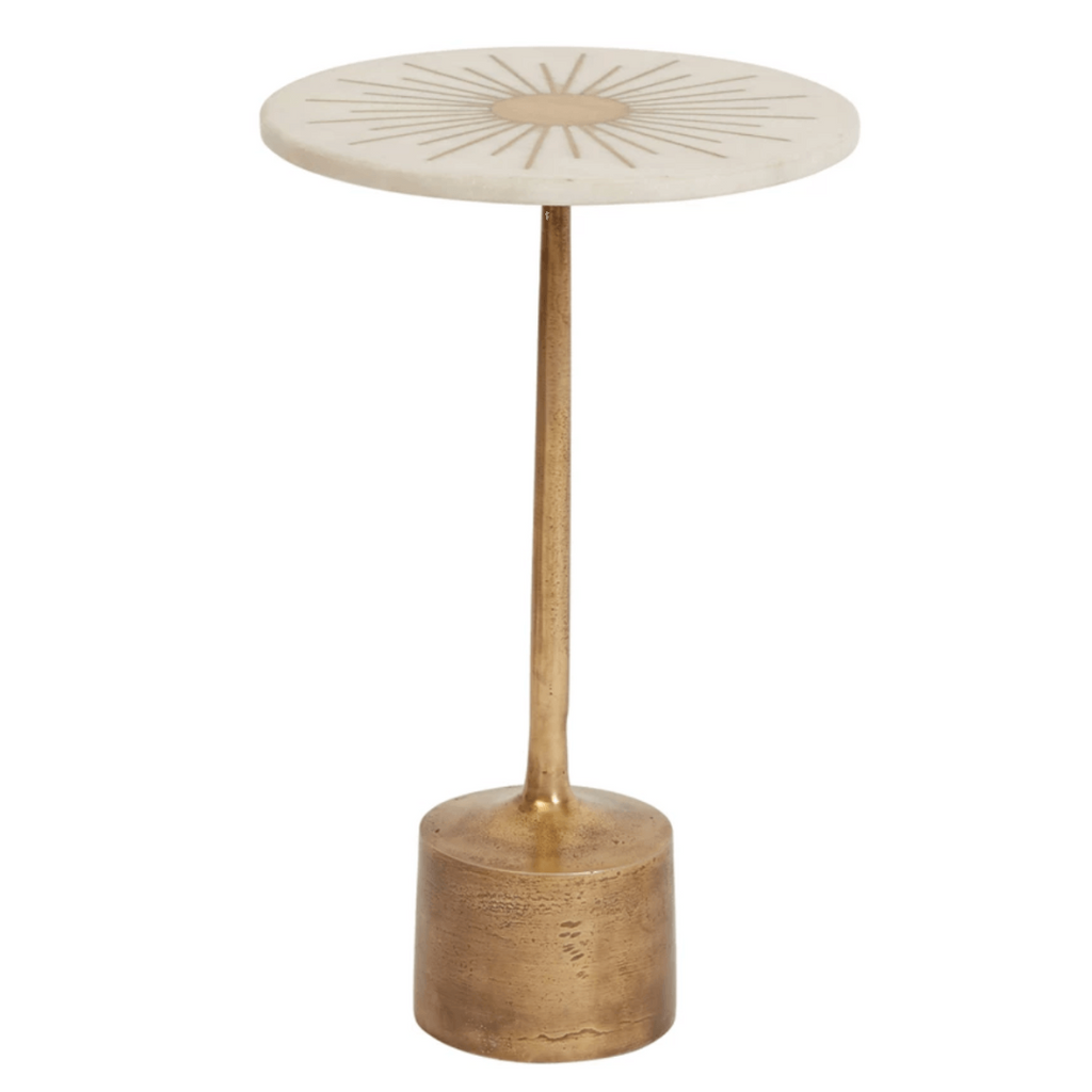 Metal and Marble Sunburst Side Table - NESTED
