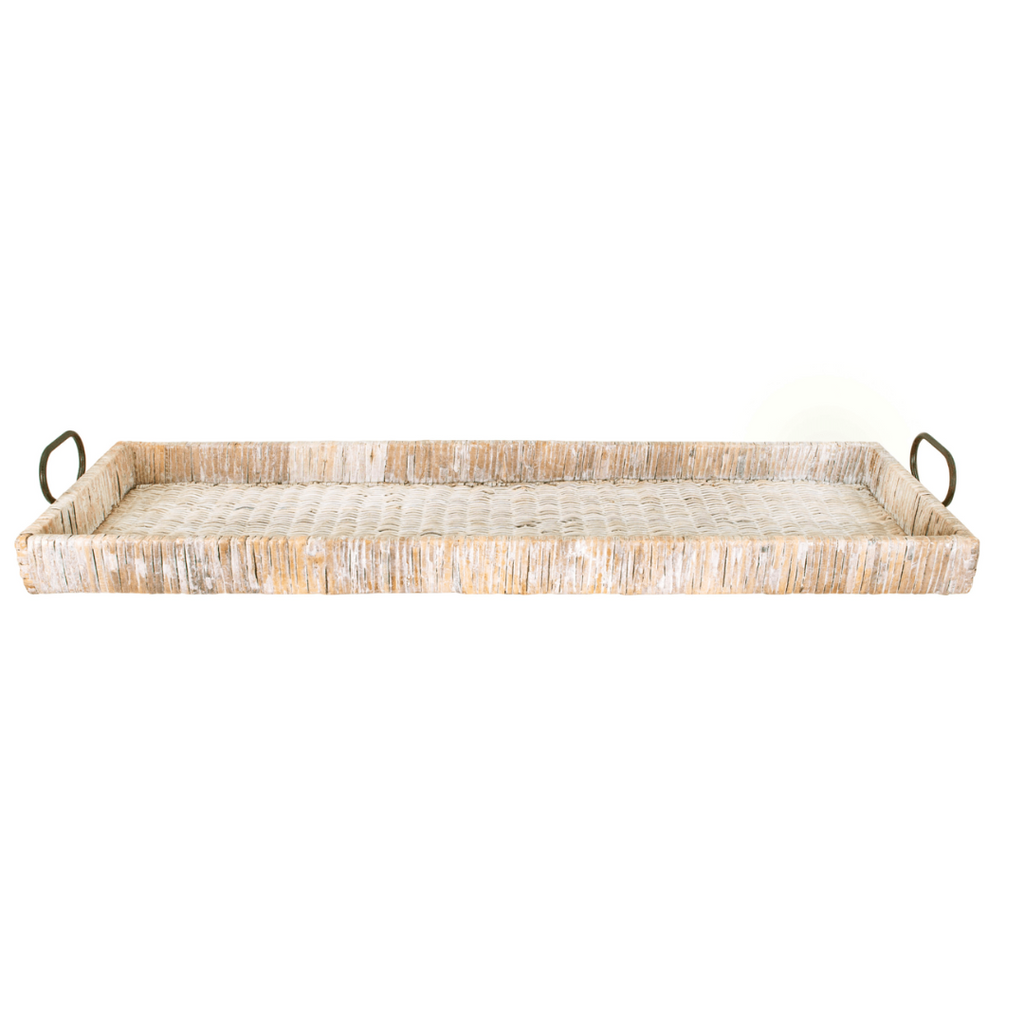 Rattan Tray with Metal Handles - NESTED