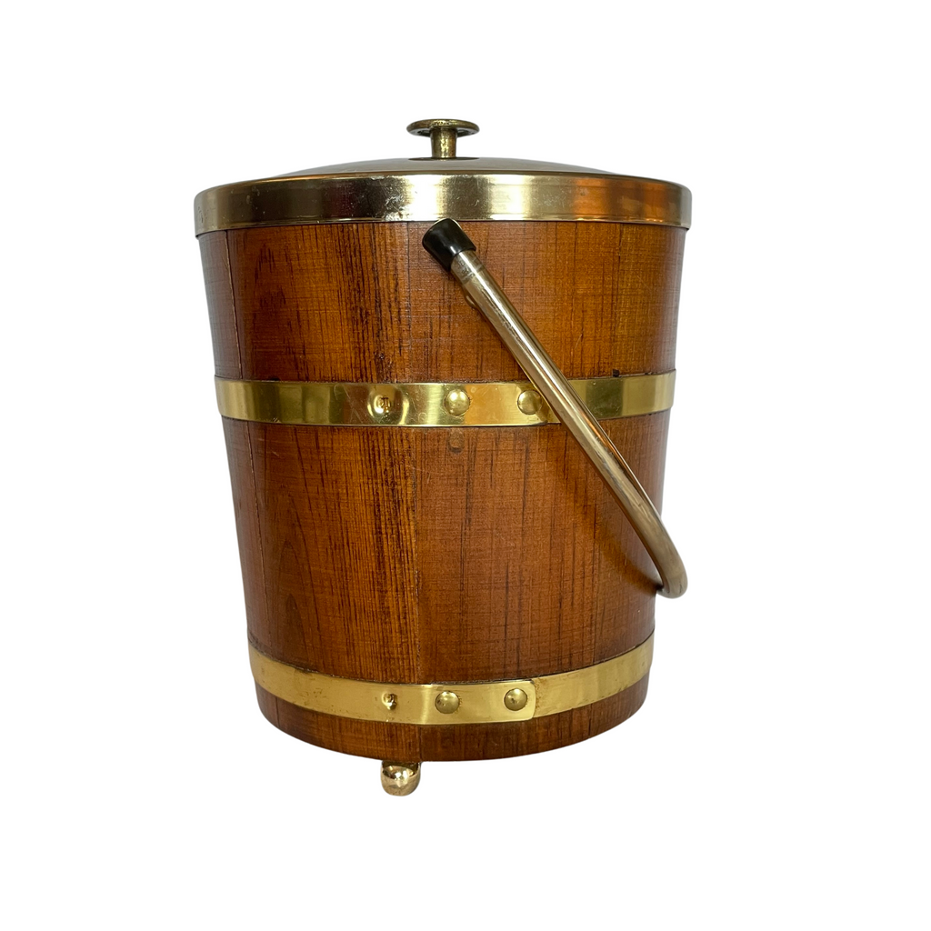 Vintage Brass and Wood Ice Bucket - Nested Designs