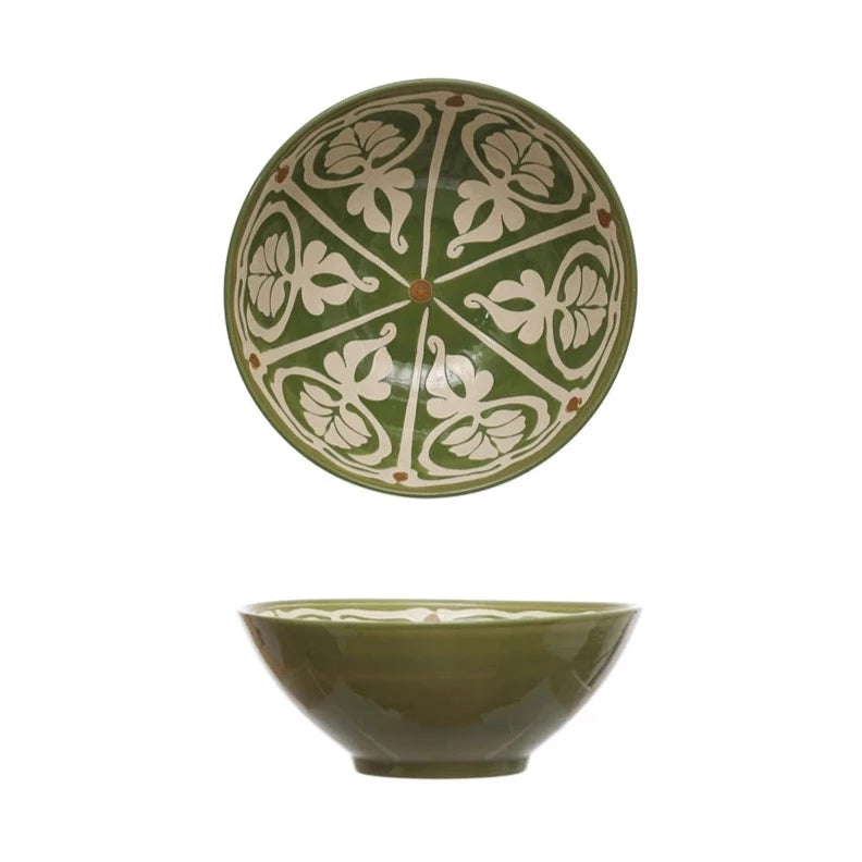 Round Green Stoneware Bowl - Nest