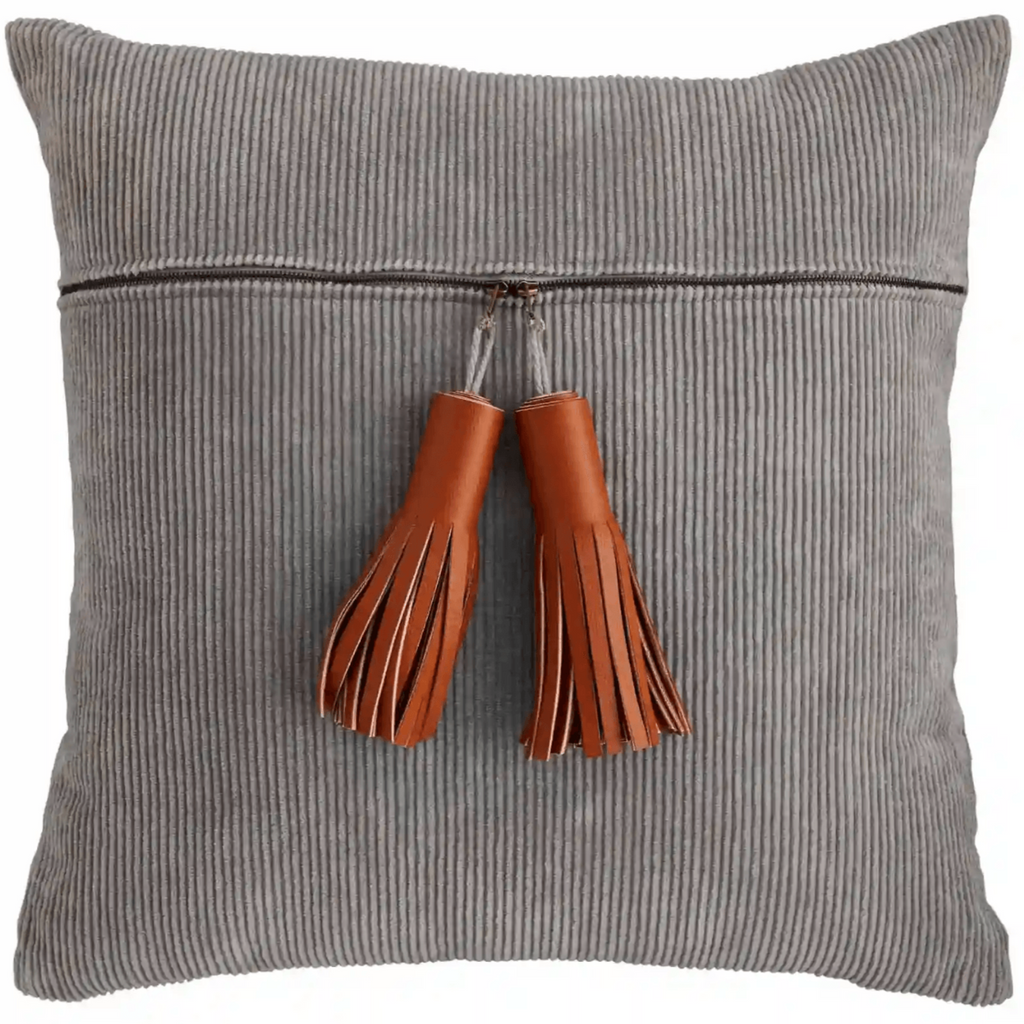 Gray Corduroy Zipper Pillow - Nest Interior Design