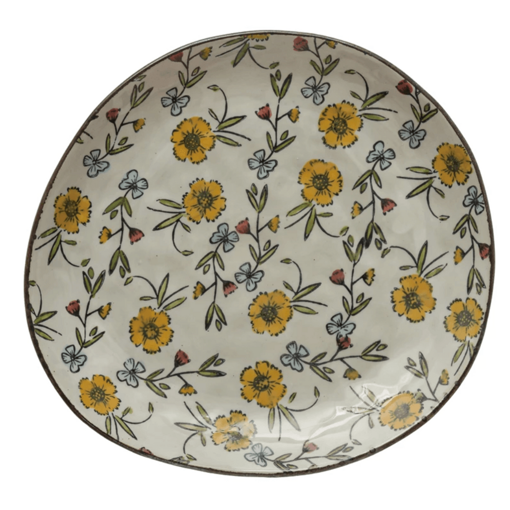 Hand-Painted Plate with Floral Design - Nest Interior Design
