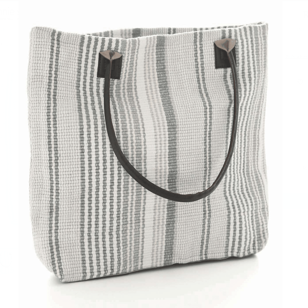 Gradation Ticking Woven Cotton Tote Bag - Nested Designs