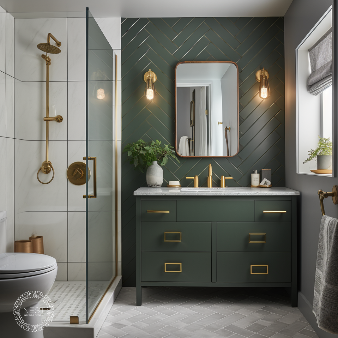 Crisp, Green Paneled Bathroom Remodel – Nest Interior Design