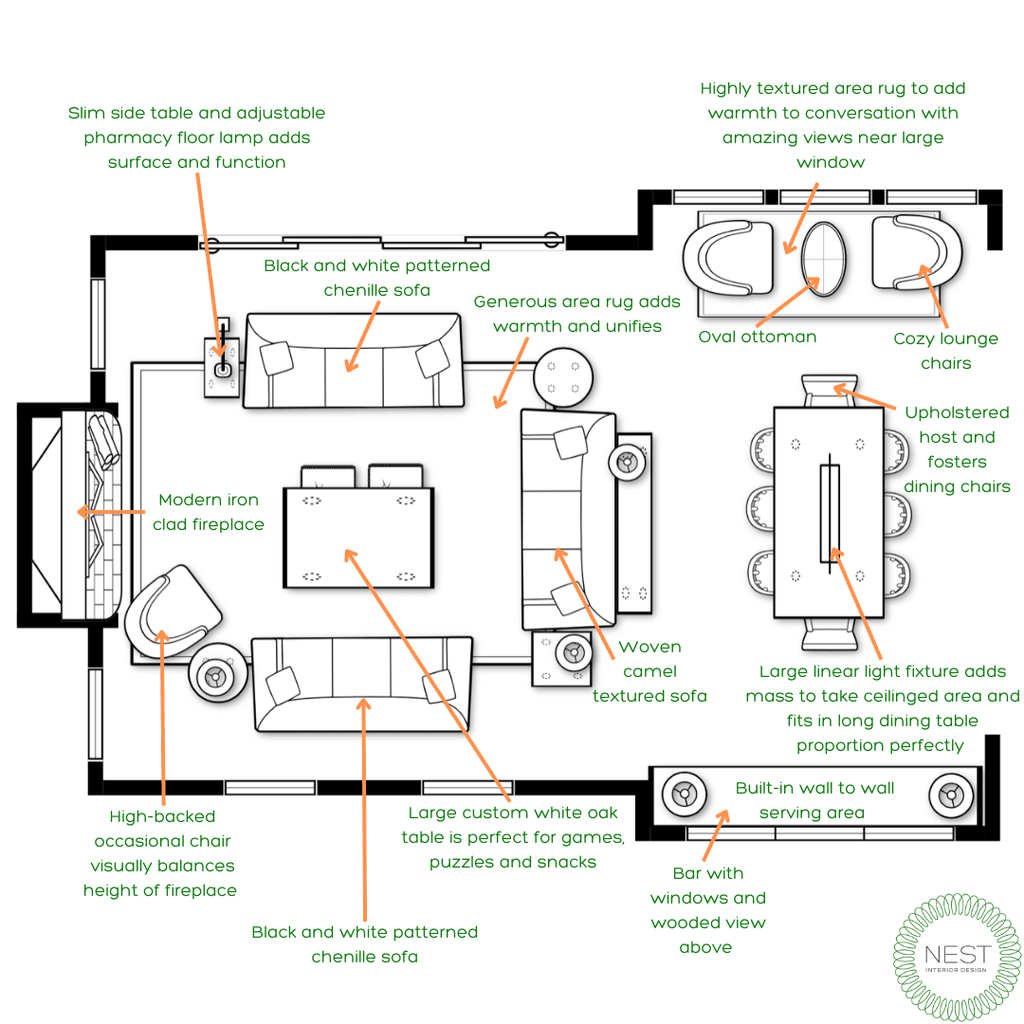 Spacious and Symmetrical Living Room - Nest Interior Design