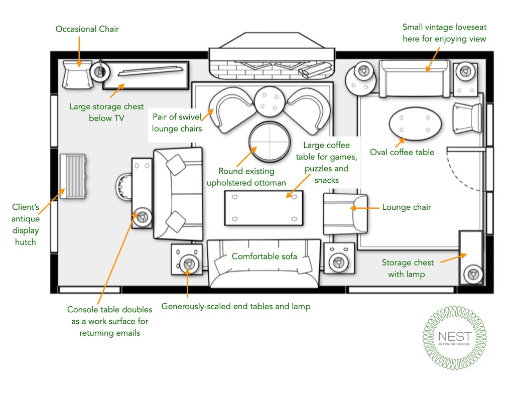 Long, Thin Living Room Layout - Nest Interior Design