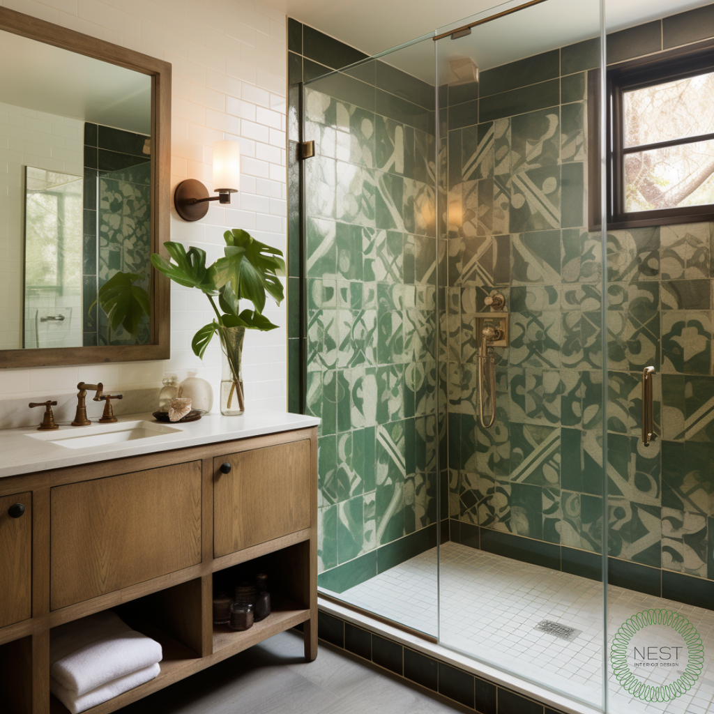 Using Tile as Wallpaper for a Personality-Packed Bath Design