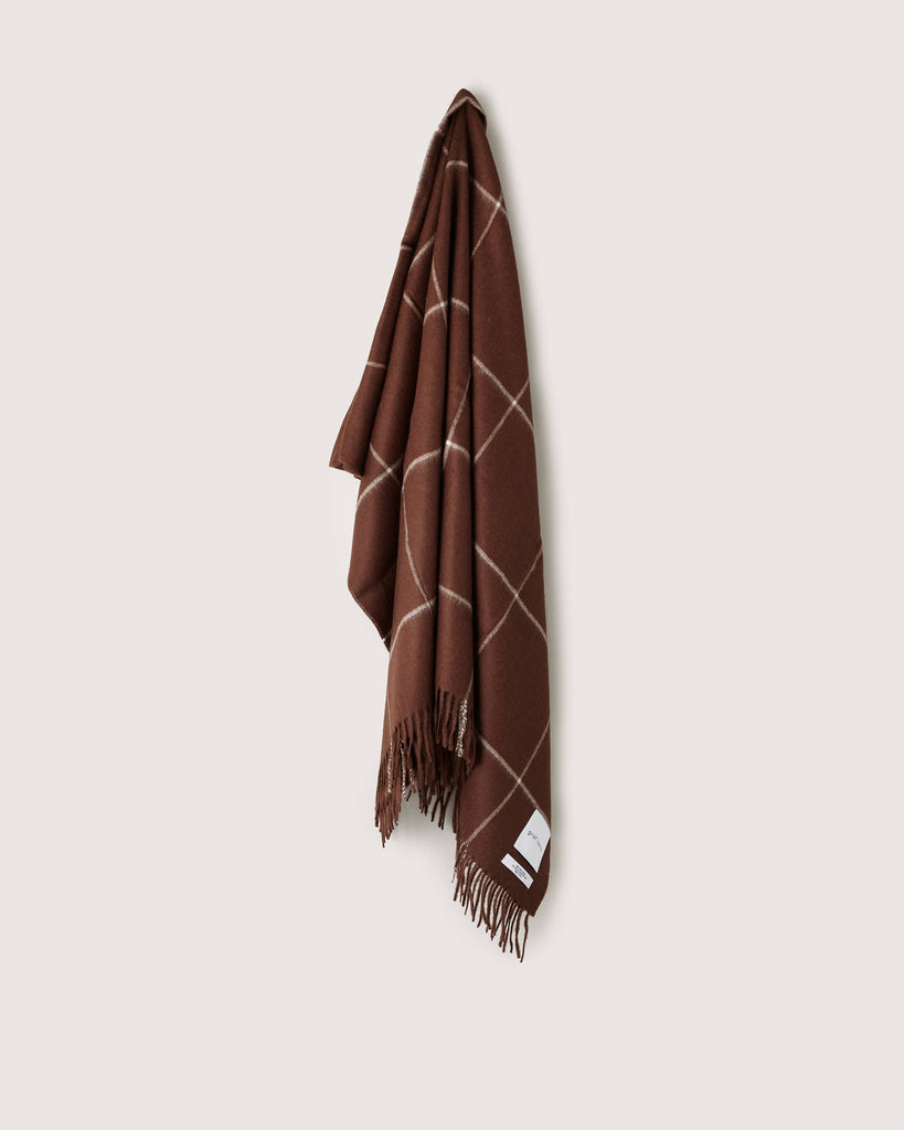 Haus Baby Alpaca Throw in Nutmeg Grid - Nested Designs