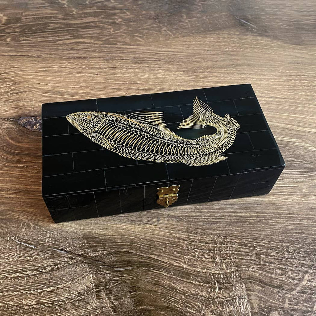 Fish Horn Engraved Box - Nested