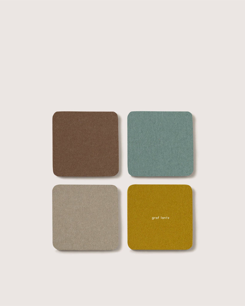 Bierfilzl Merino Wool Square Coasters in Set of Four - Nested Designs