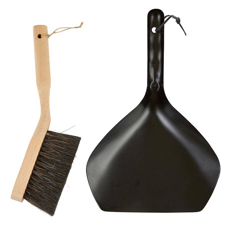 Metal & Wood Dust Pan Set - Nested