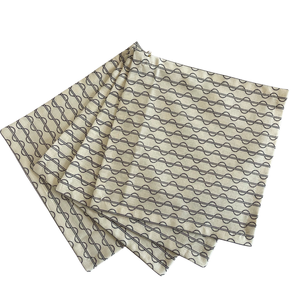 Cocktail Napkins in Squiggles, Set of 4 - NESTED