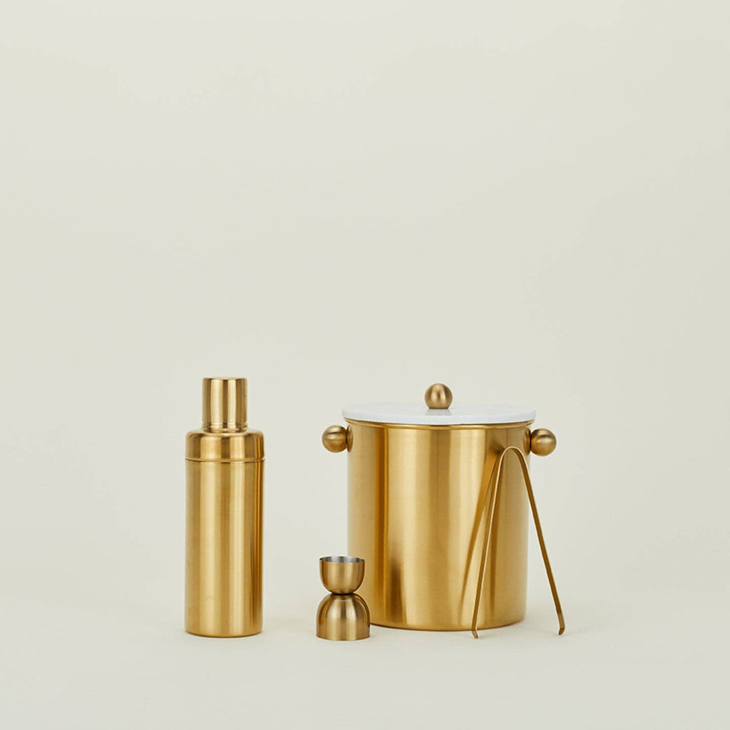 Ice Bucket with Brass Finish - Nested