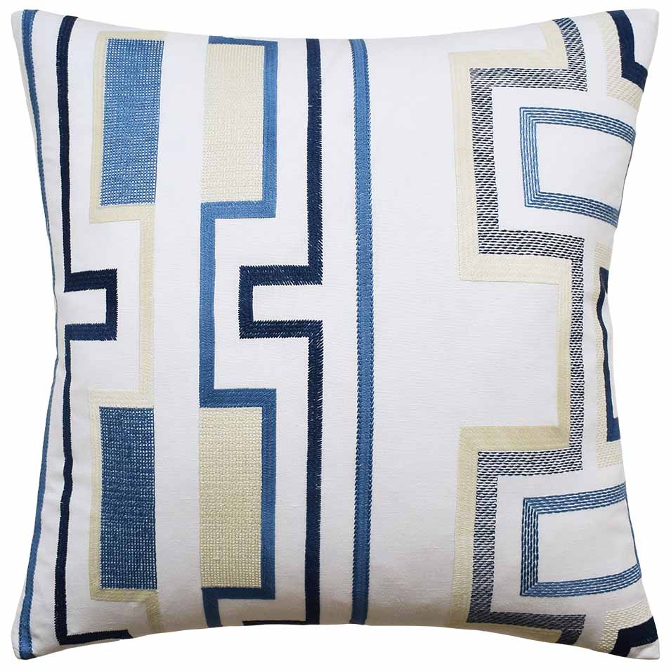 Pillow in Tritone Embroidery Navy - Nested Designs
