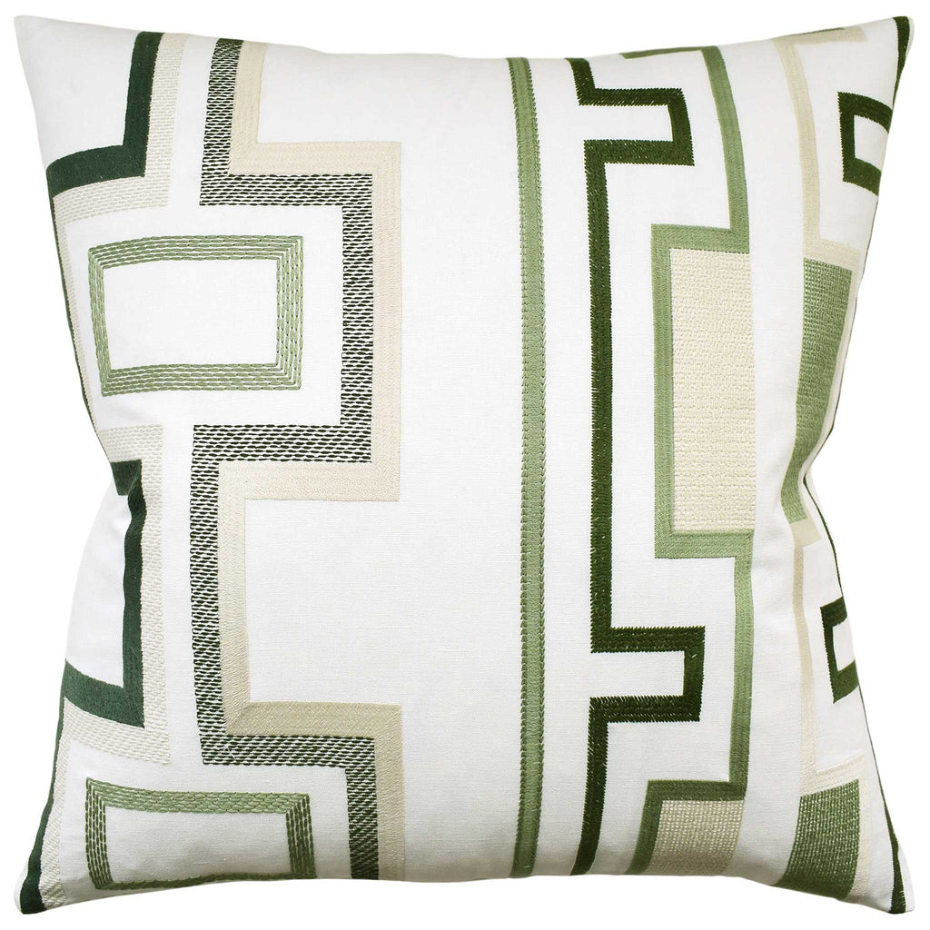 Pillow in Tritone Embroidery Sage - Nested Designs