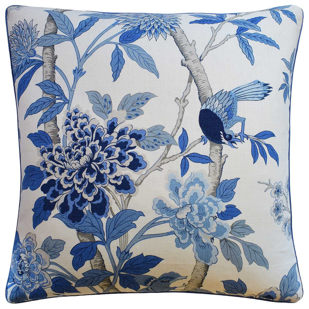 Hydrangea Bird in Blue Pillow - NESTED