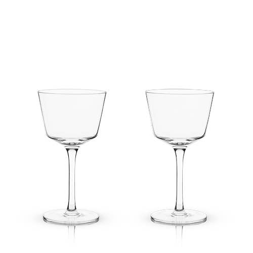 Angled Crystal Nick & Nora Glasses, Set of Two - Nested