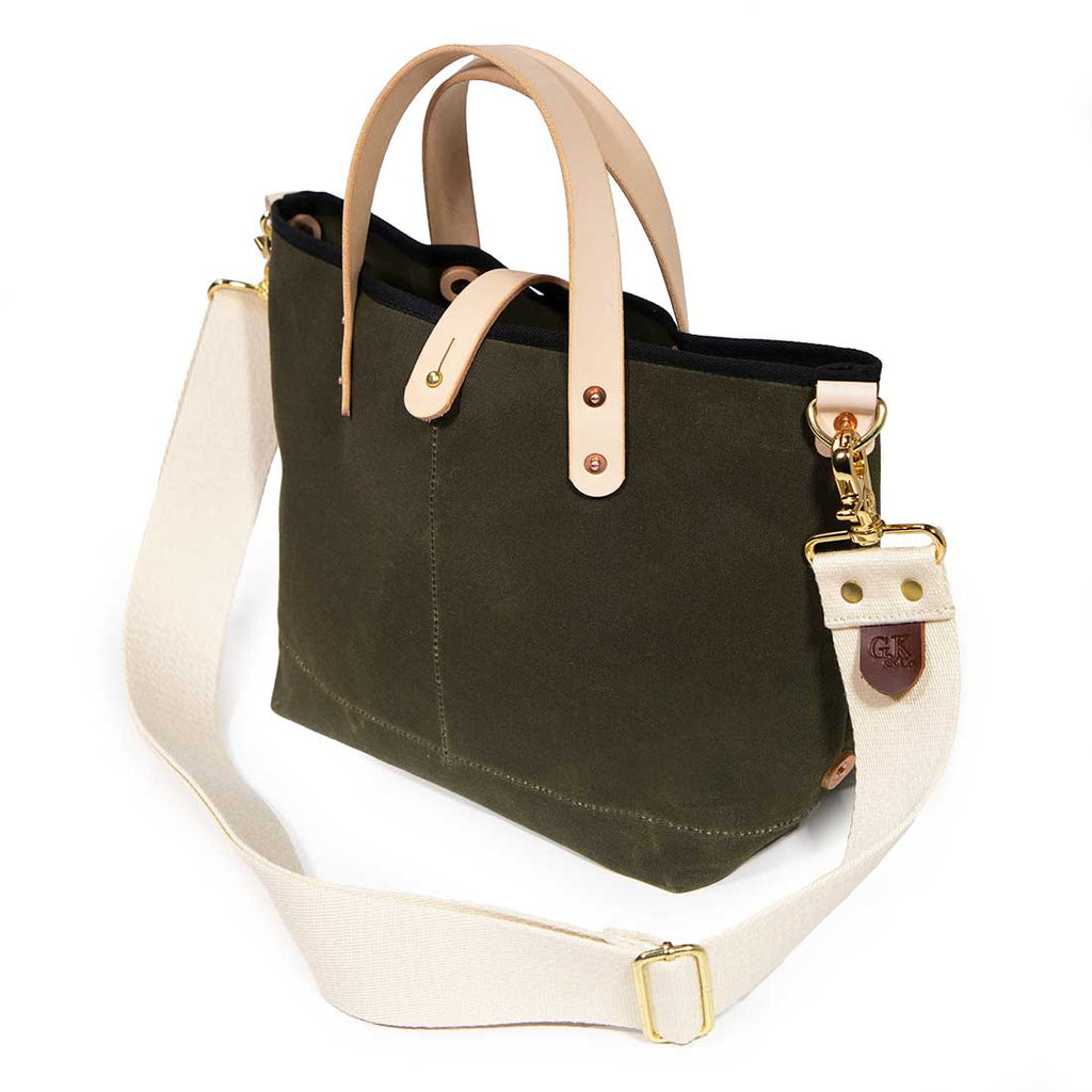 Army Green Waxed Canvas Mini Tote - Nested