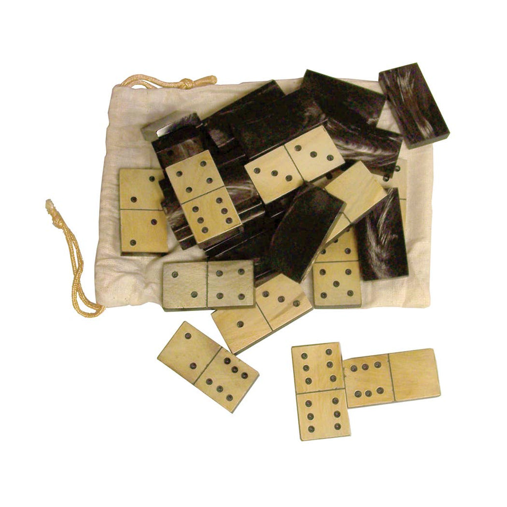 Horn Domino Set in Cloth Bag - Nested