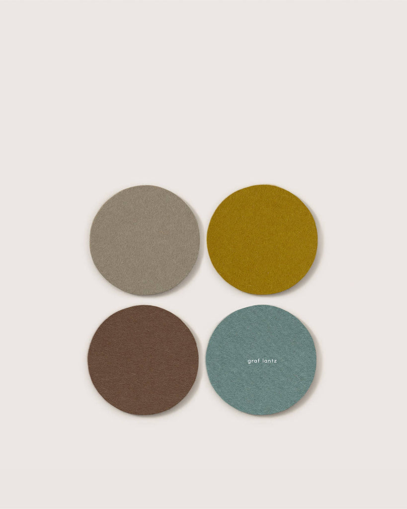 Bierfilzl Merino Wool Round Coasters in Set of Four - Nested Designs