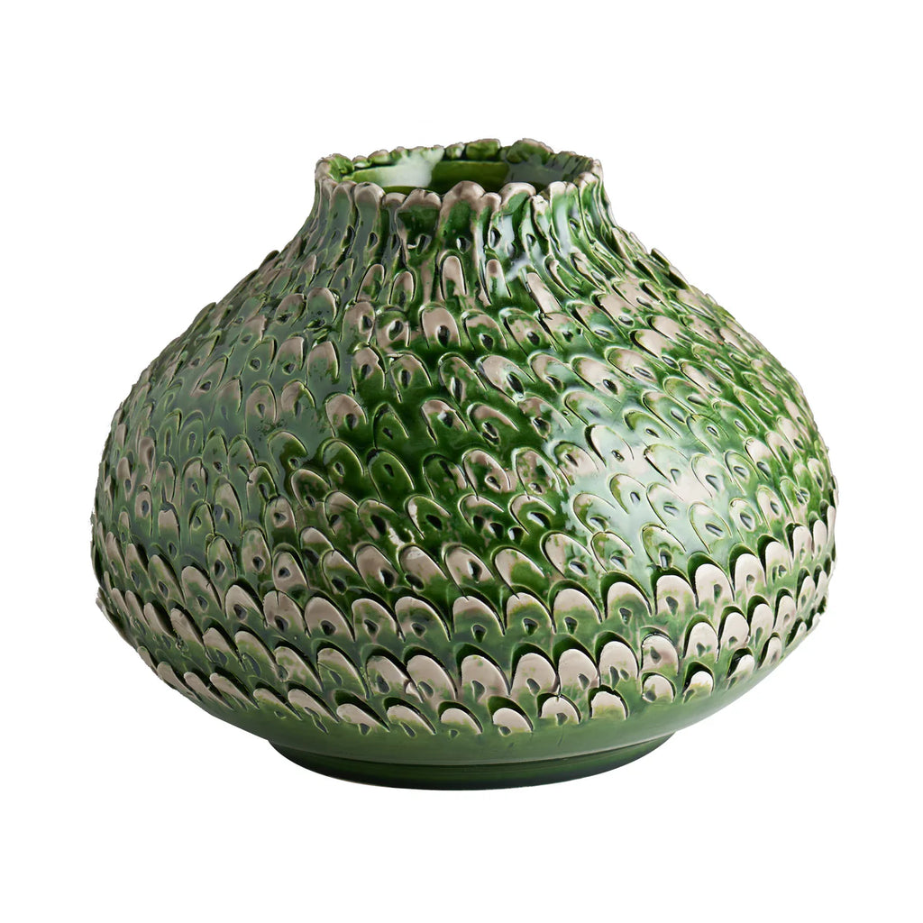 Green Feathered Bowl - Nested