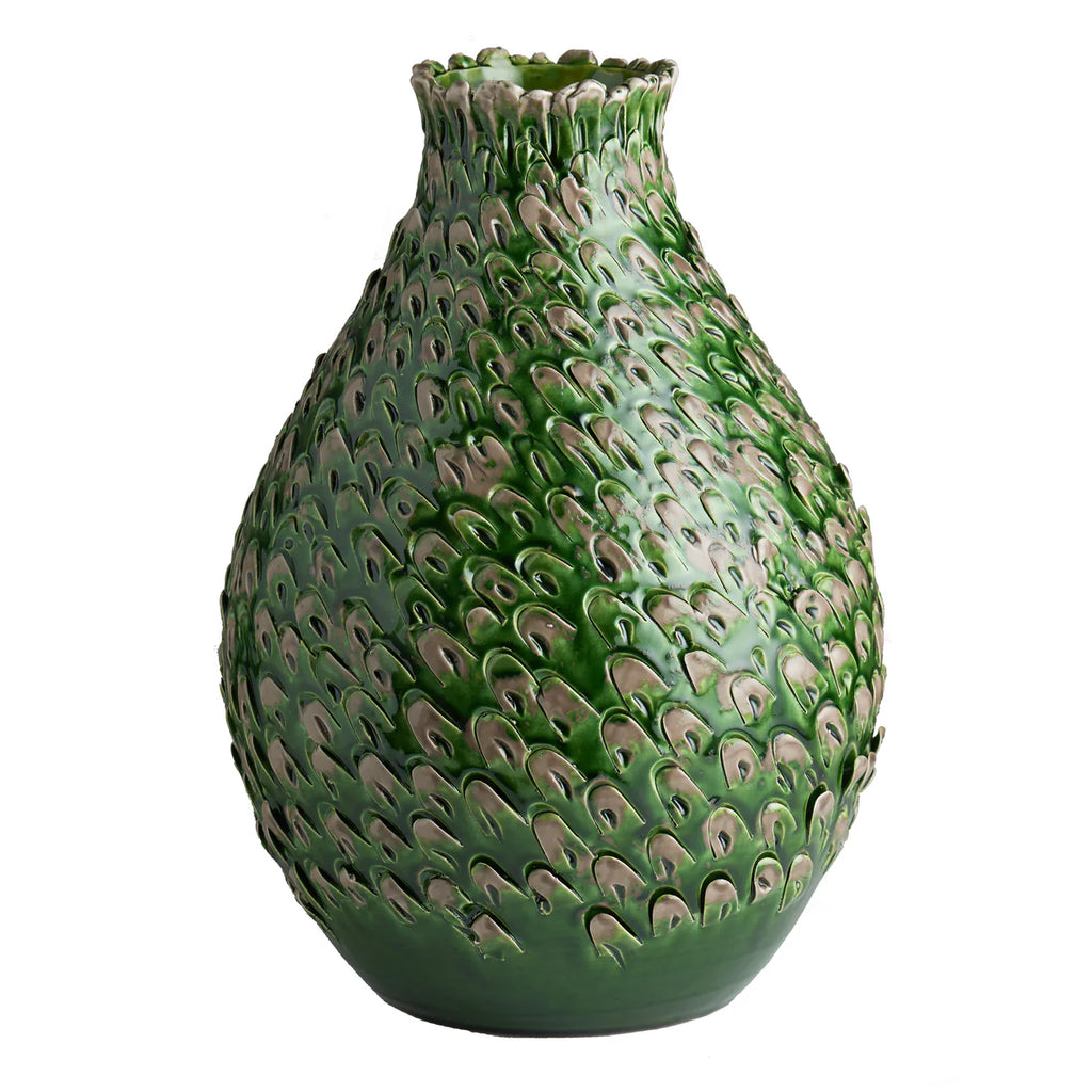 Green Feathered Vase - Nested