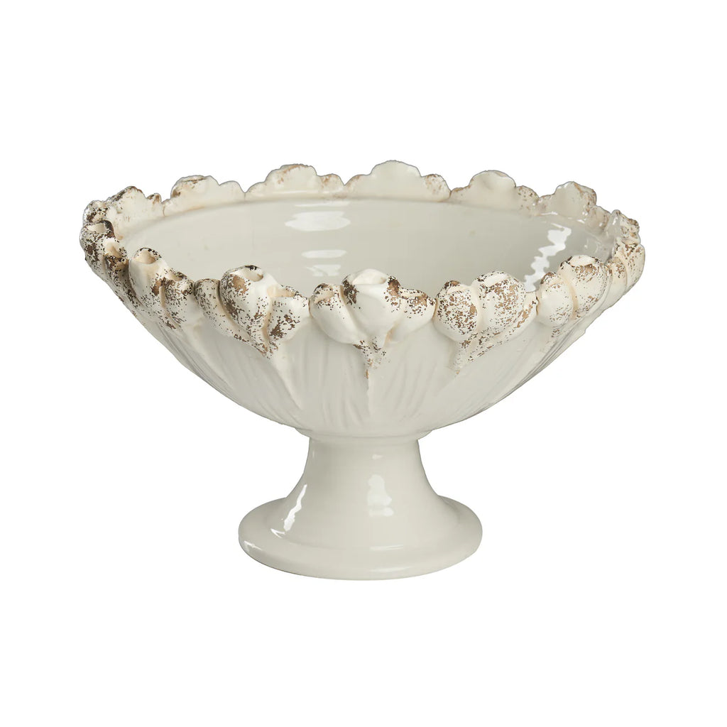 Les Fleur Footed Ivory Bowl - Nested