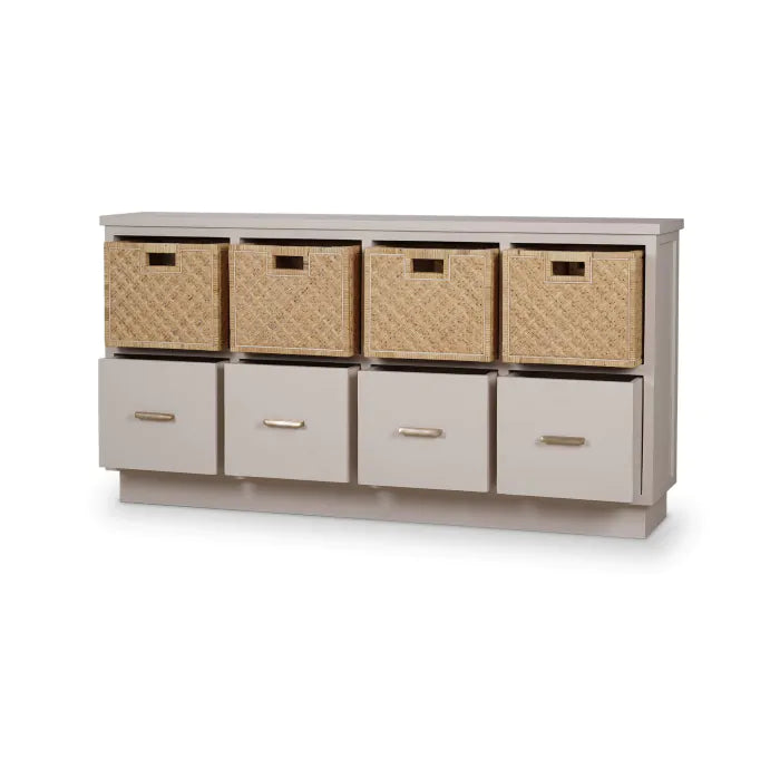 Dakota Storage Unit with Drawers & Rattan Baskets - Nested