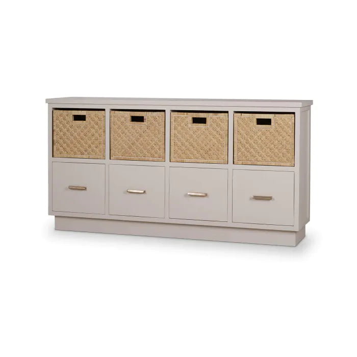 Dakota Storage Unit with Drawers & Rattan Baskets - Nested