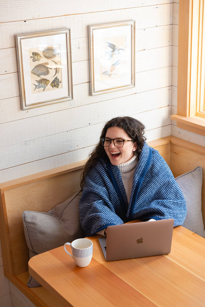 Harborview Herringbone Navy Blanket - Nested Designs