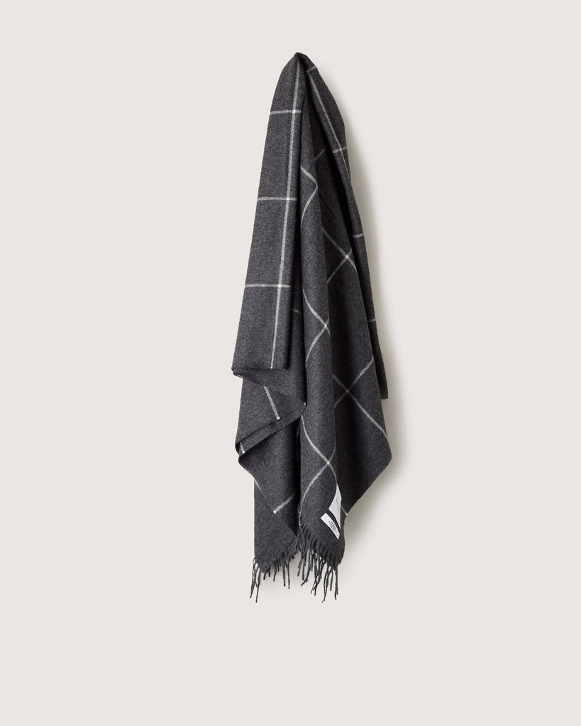 Haus Baby Alpaca Throw in Charcoal Grid - Nested Designs