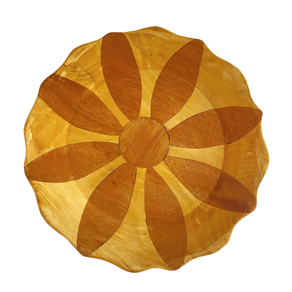 Marquetry Wood Daisy Plate - NESTED