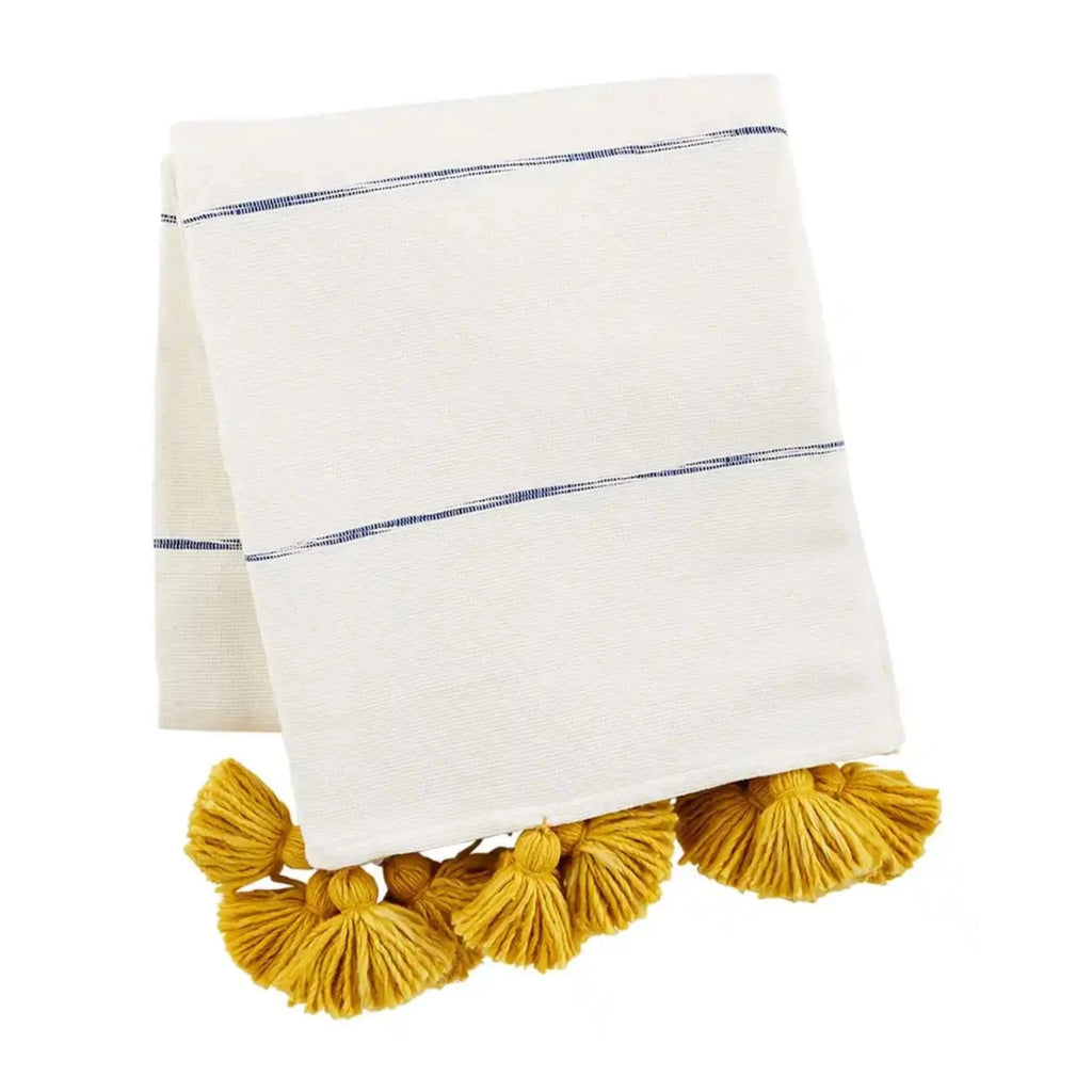 Yellow Tassel Stripe Throw - Nested Designs