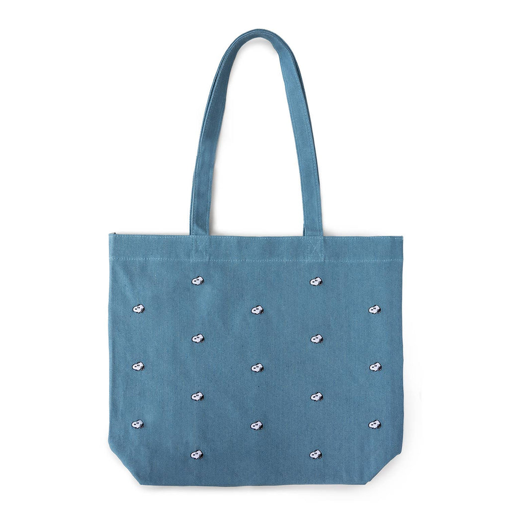 Snoopy Embroidered Tote Bag in Denim - Nested