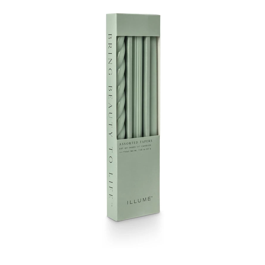 Assorted Taper Candles green - Nested