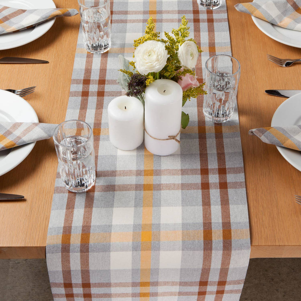Now Designs Second Spin Plaid Maize Table Runner - Nested Designs