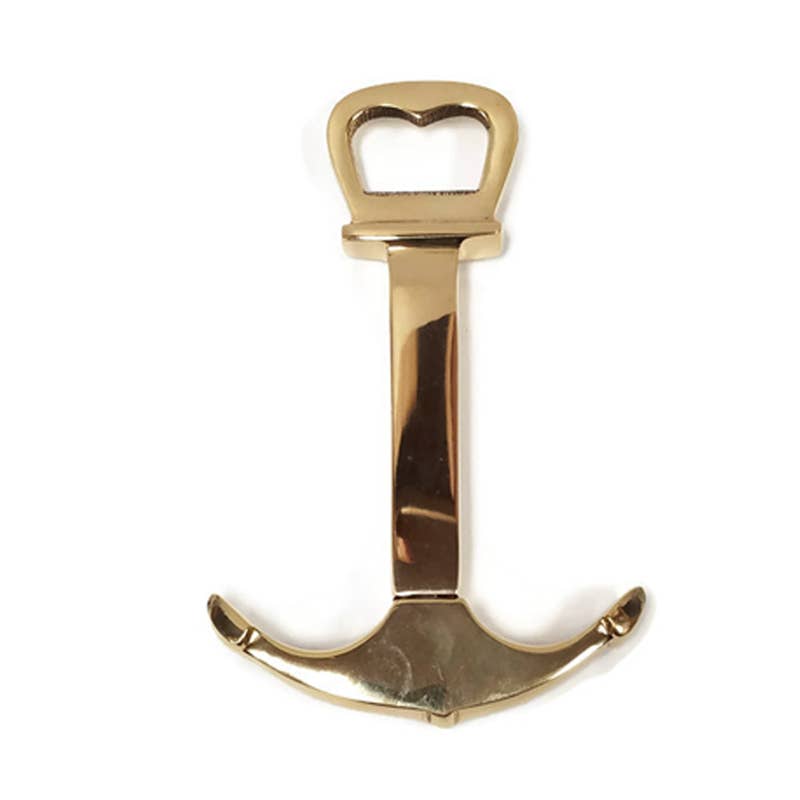 Solid Polished Brass Anchor Corkscrew Bottle Opener - Nested