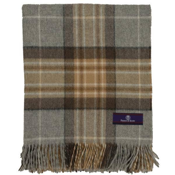 Highland Tartan Tweed Merino Wool Throw - Nested