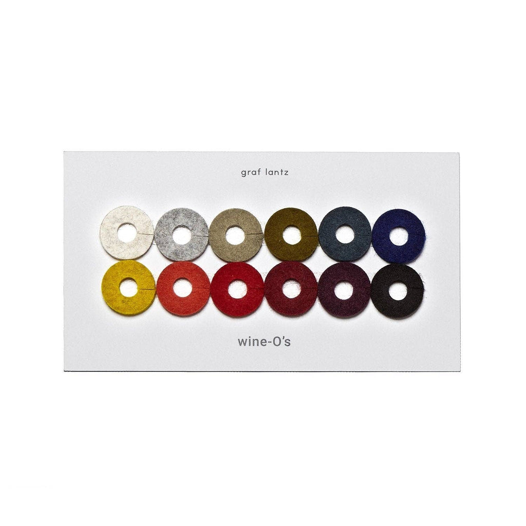 Merino Wool Felt Round Wine Markers in Set of Twelve - Nested Designs