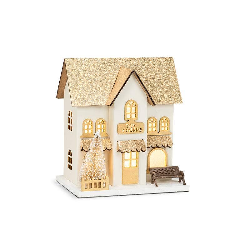 Small Gold Glitter Toy Shop with LED  - Nested