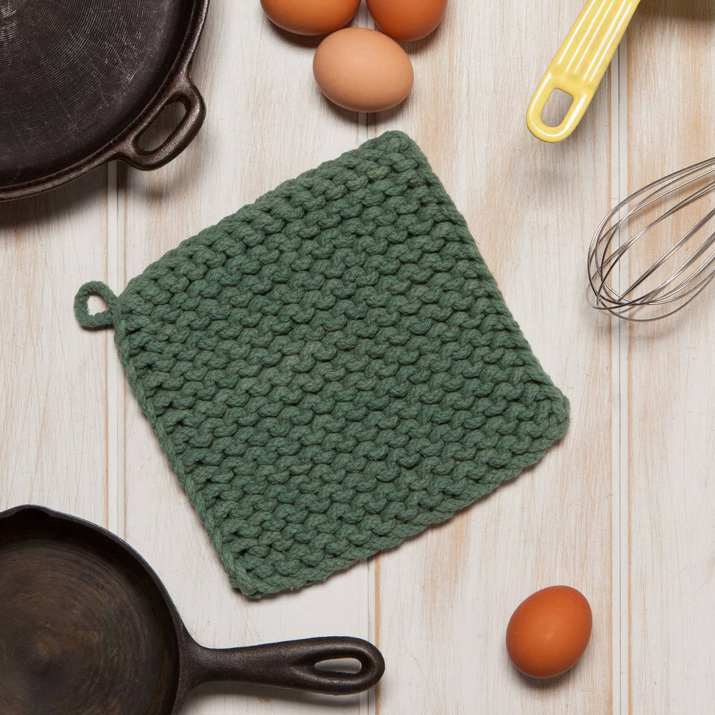Jade Green Knit Potholder - Nested Designs